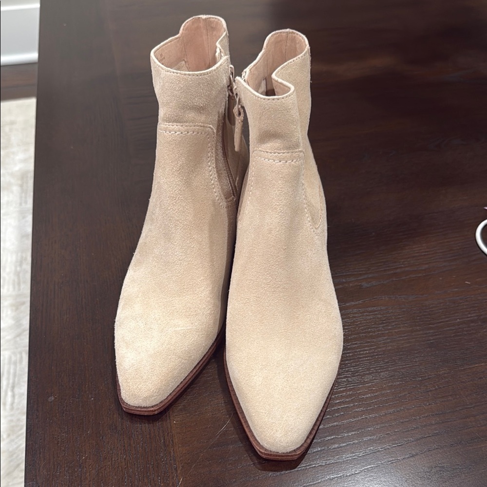 Sam Edelman Cream Ankle Booties with Pointed Toe